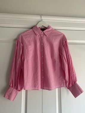 Stripped Button Down with Puff Sleeves